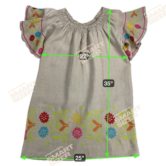 Uncle Frank Linen Cross Stitch Off Shoulder Tunic Peasant Dress Flax Size M - Picture 5 of 11